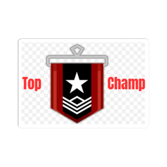 Military Rank Badge Sticker – Red & Black Chevron Star Kiss-Cut Sticker