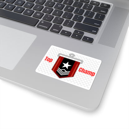 Military Rank Badge Sticker – Red & Black Chevron Star Kiss-Cut Sticker