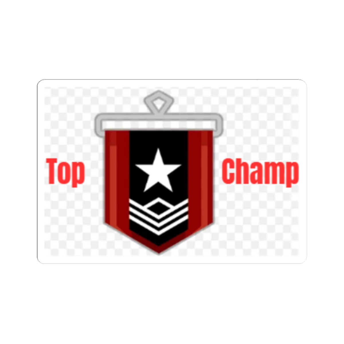 Military Rank Badge Sticker – Red & Black Chevron Star Kiss-Cut Sticker