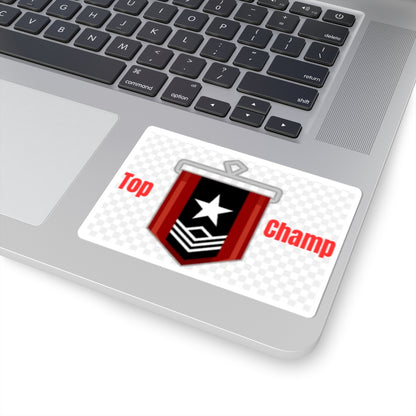 Military Rank Badge Sticker – Red & Black Chevron Star Kiss-Cut Sticker