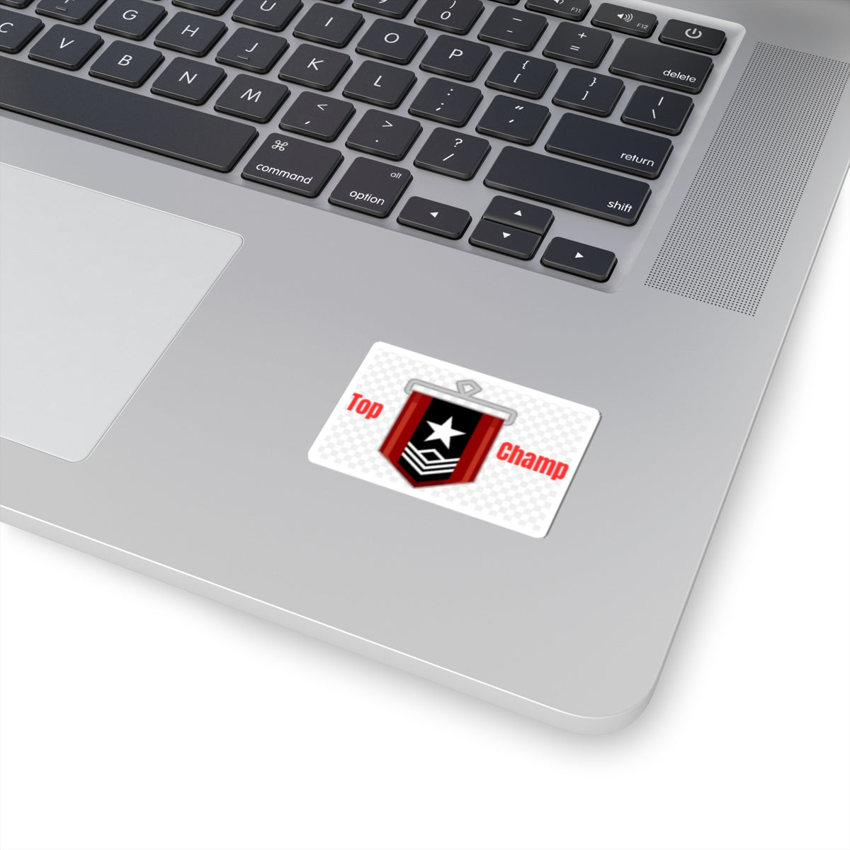 Military Rank Badge Sticker – Red & Black Chevron Star Kiss-Cut Sticker