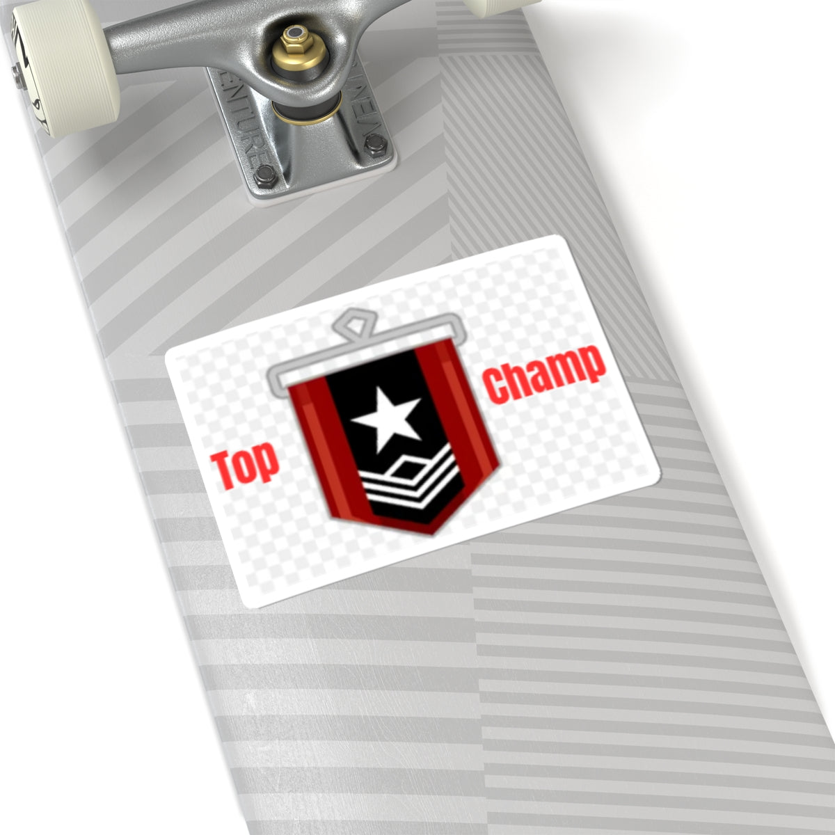 Military Rank Badge Sticker – Red & Black Chevron Star Kiss-Cut Sticker