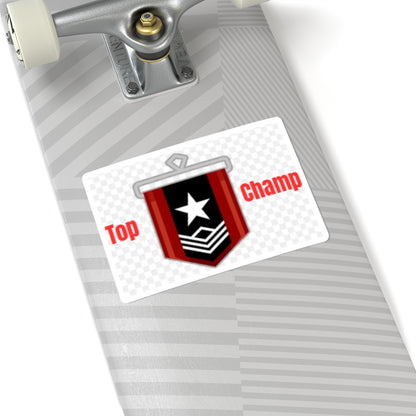Military Rank Badge Sticker – Red & Black Chevron Star Kiss-Cut Sticker